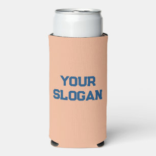 Trendy Peach and Blue Colours Minimal Personalized Seltzer Can Cooler