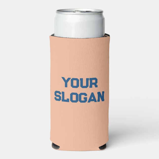 Trendy Peach and Blue Colours Minimal Personalized Seltzer Can Cooler (Seltzer Front)