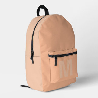 Trendy peach apricot with Monogram name Printed Backpack