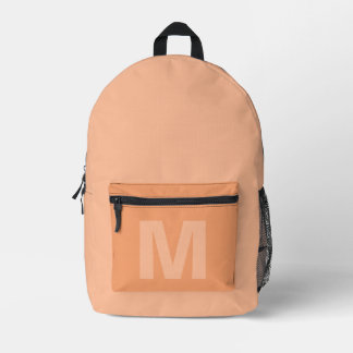 Trendy peach colour of 2024 with Monogram name Printed Backpack