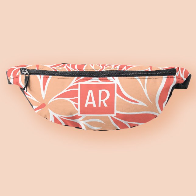 Trendy Peach Modern Floral Pattern Monogram Travel Fanny Pack (Trendy Peach Modern Floral Pattern Monogram Travel Fanny Pack)