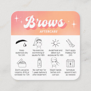 Trendy Peach Retro Groovy Brows After Care Cards