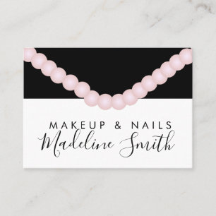 Trendy Pearls Block Makeup Artist Nail Salon  Business Card