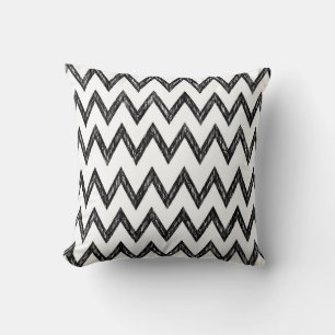 Trendy Pencil Black and White Chevron Pattern Throw Pillow