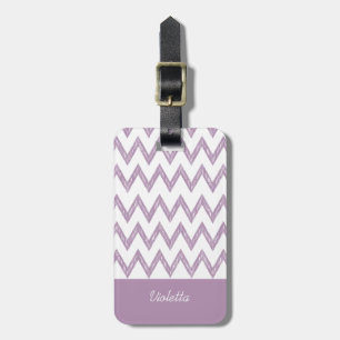 Trendy Pencil Purple Chevron Zigzags With Name Luggage Tag