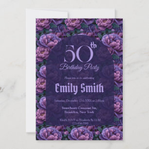 Trendy Peonies Accent Birthday Party Invitation