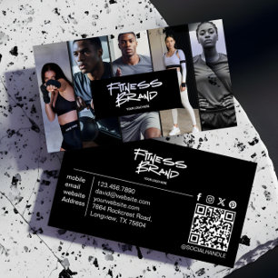 Trendy Personal Trainer Fitness Photo Collage Business Card