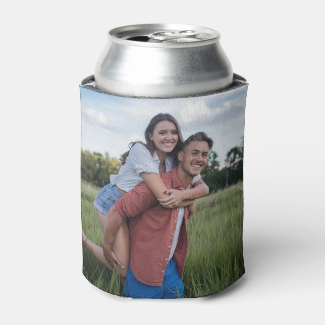 Trendy Personalized 2 Photo Template Double Sided  Can Cooler (Can Front)