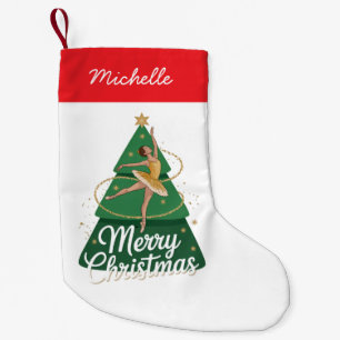 Trendy Personalized Ballerina Christmas Tree Small Christmas Stocking