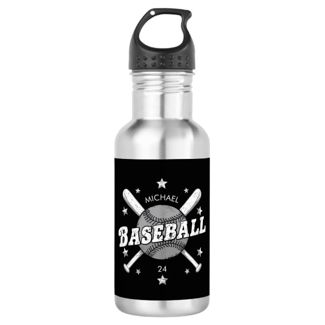Trendy Personalized Baseball Name and Number 532 Ml Water Bottle (Front)