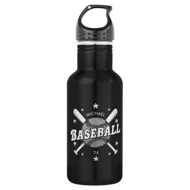 Trendy Personalized Baseball Name and Number  532 Ml Water Bottle (Front)