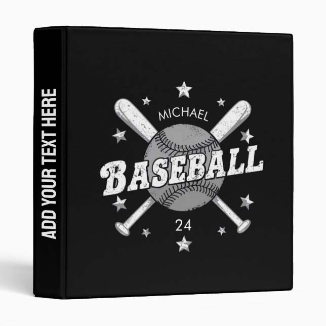 Trendy Personalized Baseball Name and Number  Binder (Front/Spine)