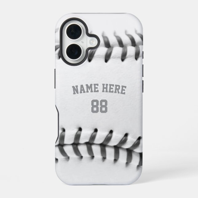 Trendy Personalized Baseball Name and Number       iPhone 16 Case (Back)