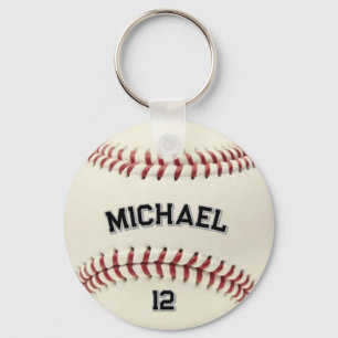 Trendy Personalized Baseball Name and Number       Keychain