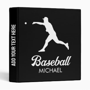 Trendy Personalized Baseball Player Black Binder