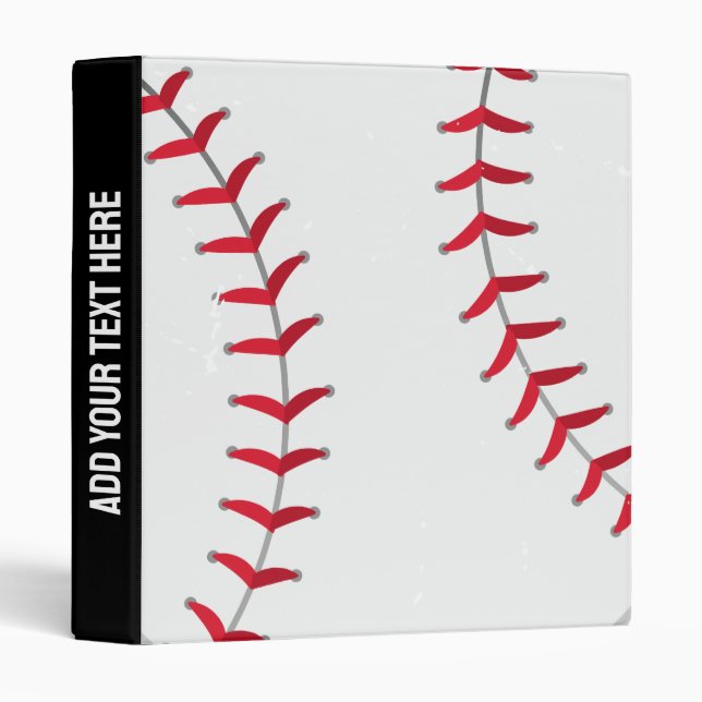 Trendy Personalized Baseball Player Black Binder (Front/Spine)