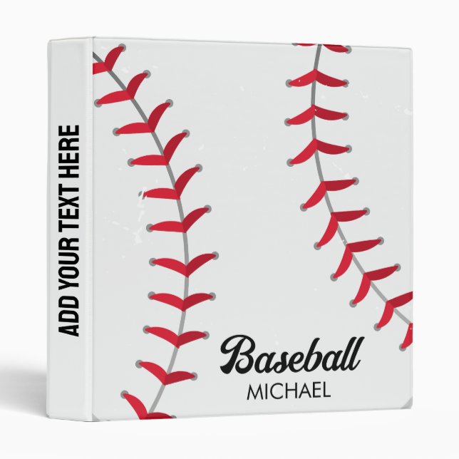 Trendy Personalized Baseball Player Black Binder (Front/Spine)