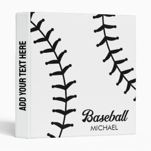 Trendy Personalized Baseball Player Black Binder