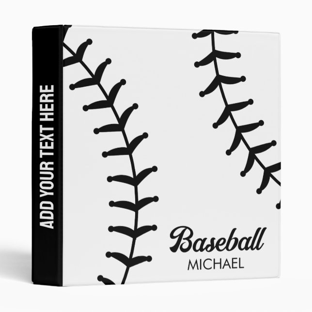 Trendy Personalized Baseball Player Black Binder (Front/Spine)