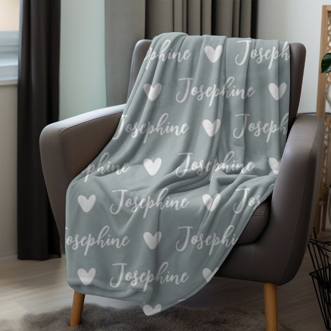 Trendy Personalized Calligraphy Name Grey Fleece Blanket (Creator Uploaded)