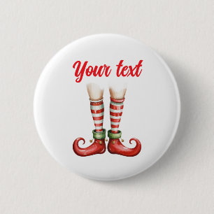 Trendy Personalized Christmas Holiday Elf Feet 2 Inch Round Button