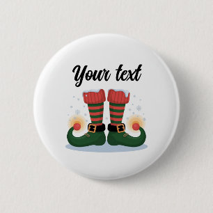 Trendy Personalized Christmas Holiday Elf Feet 2 Inch Round Button