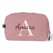 Trendy Personalized Dopp Kit | Tea Rose Pink