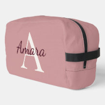 Trendy Personalized Dopp Kit | Tea Rose Pink