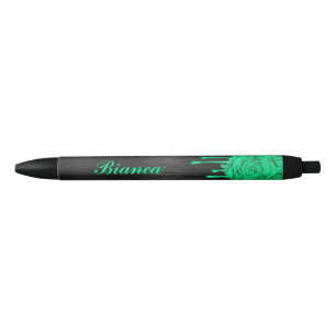 Trendy Personalized Dripping Roses Pen lt. Green