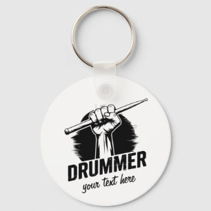 Trendy Personalized Drummer Fist With Drumsticks Keychain