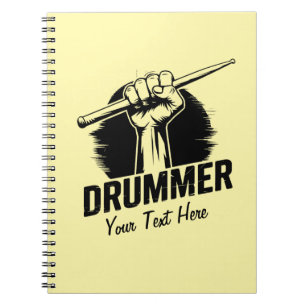 Trendy Personalized Drummer Fist With Drumsticks Notebook