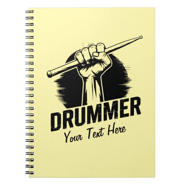 Trendy Personalized Drummer Fist With Drumsticks   Notebook (Front)