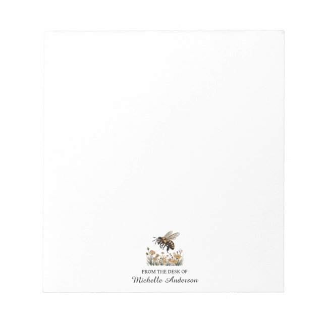Trendy Personalized From the Desk of Honey Bee     Notepad (Front)