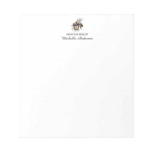 Trendy Personalized From the Desk of Honey Bee     Notepad (Front)