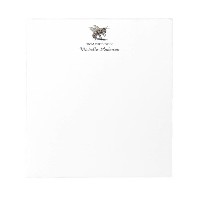 Trendy Personalized From the Desk of Honey Bee     Notepad (Front)