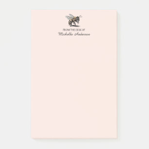 Trendy Personalized From the Desk of Honey Bee Post-it Notes