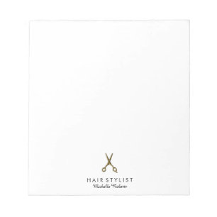 Trendy Personalized Gold Scissors Hair Salon Notepad