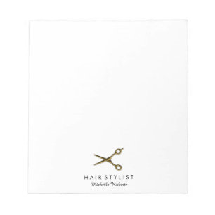 Trendy Personalized Gold Scissors Hair Salon Notepad