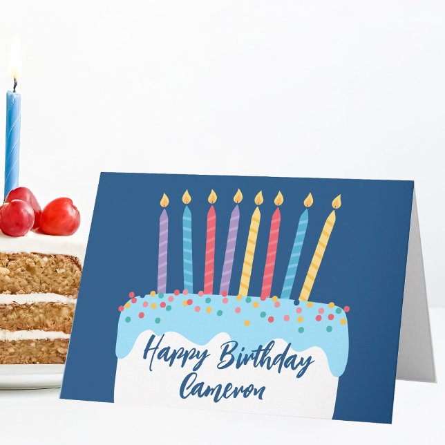 Trendy Personalized Happy Birthday Cake Card (Creator Uploaded)