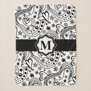 Trendy Personalized Hearts and Love Doodle Pattern Sherpa Blanket