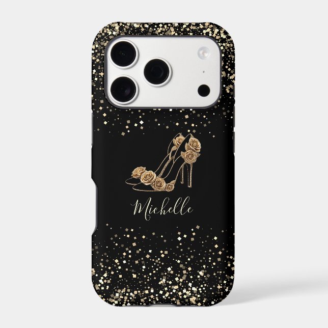 Trendy Personalized High Heels Gold Black          (Back)