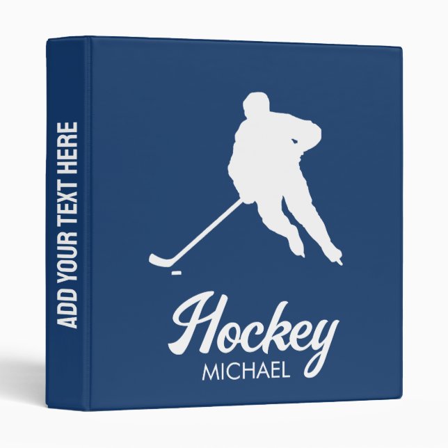 Trendy Personalized Hockey Player Name blue Binder (Front/Spine)