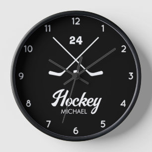 Trendy Personalized Hockey Player Name Number Clock