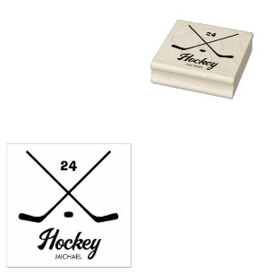 Trendy Personalized Hockey Player Name Number Rubber Stamp