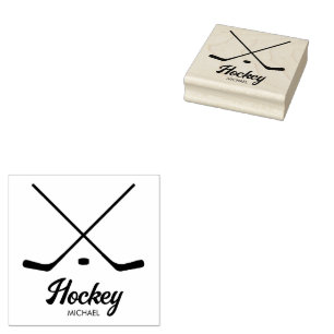 Trendy Personalized Hockey Player Name Rubber Stamp