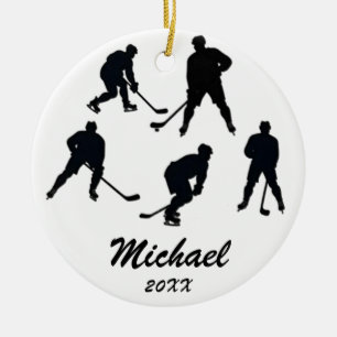 Trendy Personalized Hockey player silhouettes      Ceramic Ornament