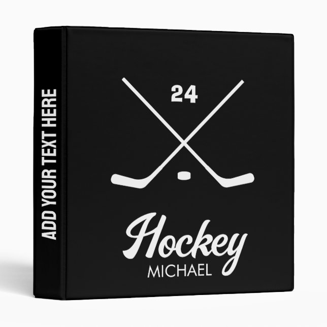 Trendy Personalized Hockey  Sticks Player Name     Binder (Front/Spine)