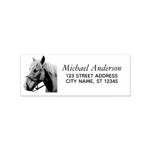 Trendy Personalized Horse Return Address Rubber Rubber Stamp