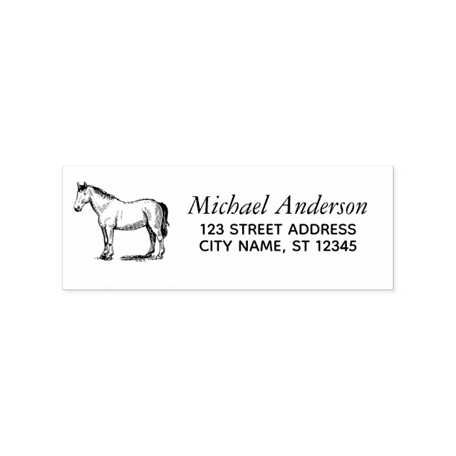 Trendy Personalized Horse Return Address  Rubber Stamp (Imprint)