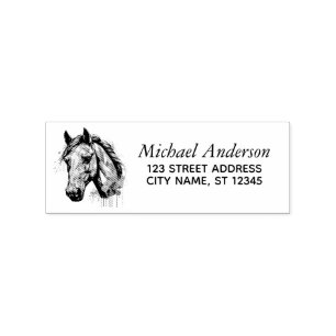 Trendy Personalized Horse Return Address Rubber Stamp